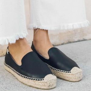 Soludos Black Leather Platform Smoking Slipper 7